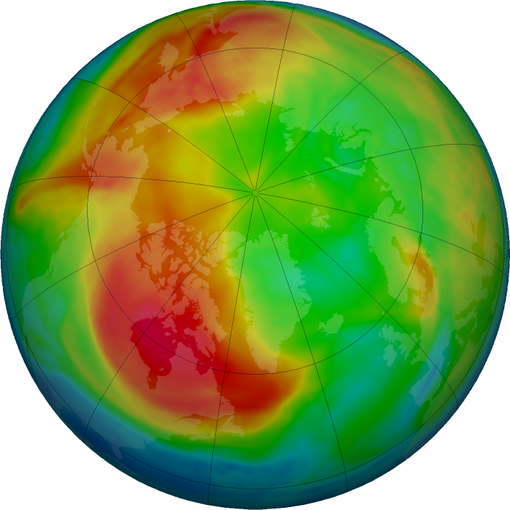 Arctic ozone map for 01 February 2023